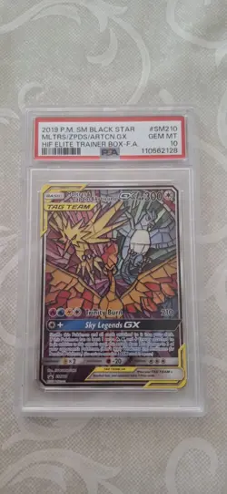 Pokemon Moltres & Zapdos & Articuno GX SM210 PSA 10 Tag Team Hidden Fates Promo - Image 1