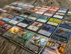 MTG CARD LOT: MYTHICS, RARES, COMMANDER, HIGHER VALUE, FOIL, NEAR MINT, 45 TOTAL - Image 1