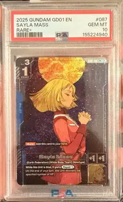 Bandai Gundam Card Game 2025 GD01 EN Sayla Mass 087 Rare+ Holo PSA 10 - Image 1