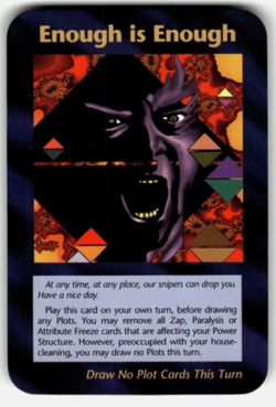 ENOUGH IS ENOUGH - TRUMP 1995 Assassins ILLUMINATI INWO Card Game SNIPER MAGA - Image 1