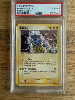 Pokemon TCG PSA 6 2006 POP Series 2 Raikou 3/17 Holo Rare English 70 HP - Image 1