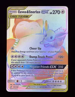 (NM) Eevee & Snorlax GX (Secret) 191/181 Sm-Team Up Holo Pokemon TCG English - Image 1
