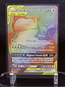 (NM) Eevee & Snorlax GX (Secret) 191/181 Sm-Team Up Holo Pokemon TCG English - Image 3