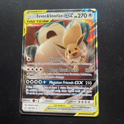 Pokemon TCG Eevee & Snorlax GX Sun Moon Team Up 120/181 Holo Ultra Rare - Image 1