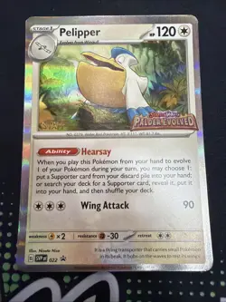 Pelipper SVP 022 STAFF - Pokemon TCG Black Star Promo Paldea Evolved Pre Release - Image 1