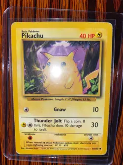 1999 Pokemon Base Set Shadowless Yellow Cheeks Pikachu 58/102 - MP - Image 1