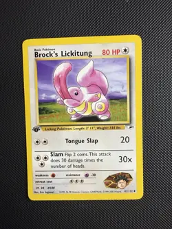 Brock's Lickitung 41/132 Gym Heroes 1st Edition Uncommon Pokemon Card NM+ - Image 1