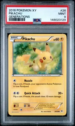 2016 POKEMON XY GENERATIONS #26 PIKACHU PSA 9 - Image 1