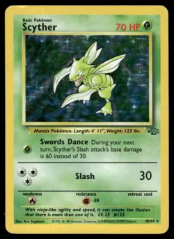 Pokemon Cards Scyther 10/64 Unlimited Holo Jungle WOTC Rare MP - Image 1