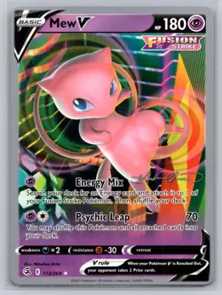 Mew V 113/264 Holo V Rare Fusion Strike Pokemon Near Mint - Image 1
