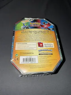 New Sealed Pokemon TCG 2014 Xerneas EX Legend of Kalos Tin With 4 Booster Packs - Image 2