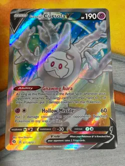 C1030 POKEMON TCG GALARIAN CURSOLA V NM CARD HOLO #071 CHAMPIONS PATH RARE - Image 1