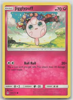 Jigglypuff 134/214 Common Unbroken Bonds Pokemon Moderately Played - Image 1