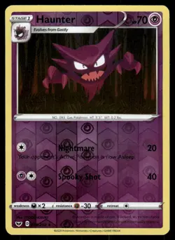 2020 Pokemon Haunter Uncommon Sword & Shield 084/202 Reverse Holo LP - Image 1