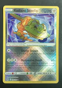 Radiant Steelix 124/196 Radiant Rare Pokemon Lost Origin Holo Near Mint - Image 1