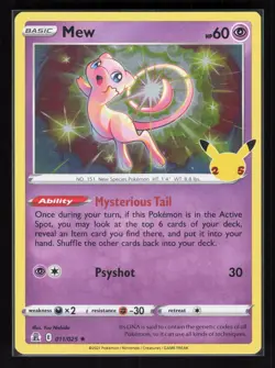 Mew Holo Rare Pokemon Celebrations 011/025 NM - Image 1