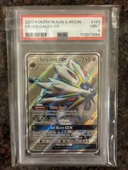 2017 POKEMON SUN & MOON 143 FULL ART/SOLGALEO GX - PSA 9 - Image 1