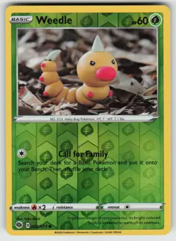 Weedle 002/073 Common Champion's Path Pokemon Reverse Holo Near Mint - Image 1