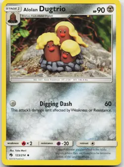Alolan Dugtrio 123/214 Uncommon Lost Thunder Pokemon Near Mint - Image 1