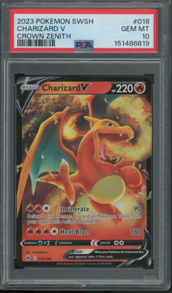 2023 Pokemon Charizard V #018 Crown Zenith Holo PSA 10 GEM MINT - Image 1
