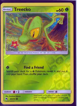 2018 POKEMON TREECKO 20/214- LOST THUNDER - REVERSE HOLO- NM/LP- Excellent (T1) - Image 1