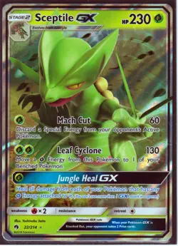 2018 SCEPTILE GX 22/214- LOST THUNDER Pokemon ULTRA RARE HOLO -NM/LP (Excellent) - Image 1