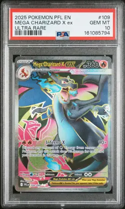 2025 POKEMON PFL EN-PHANTASMAL FLAMES ULTRA RARE #109 MEGA CHARIZARD X EX PSA 10 - Image 1
