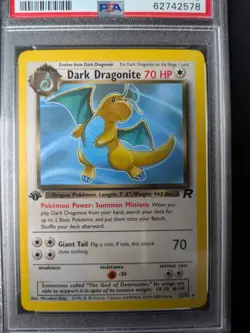 PSA 6 EX-MT Pokemon Dark Dragonite 22/82 Non-Holo Team Rocket 1st Edition 2000 - Image 1