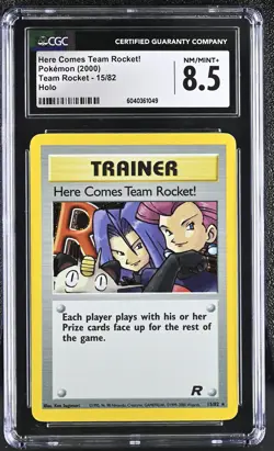 CGC 8.5 Here Comes Team Rocket! 2000 Team Rocket 15/82 Holo Pokemon Card - Image 1