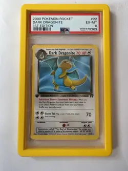 PSA 6 EX-MT Pokemon Dark Dragonite 22/82 Non-Holo Team Rocket 1st Edition 2000 - Image 1
