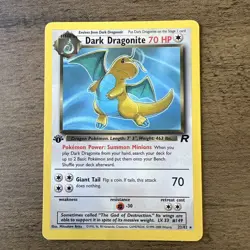 Pokemon Dark Dragonite 1st Edition Non-Holo Card 22/82 Team Rocket Series LP/MP - Image 1