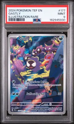 2024 POKEMON TEF EN-TEMPORAL FORCES ILLUSTRATION RARE #177 GASTLY PSA 9 - Image 1