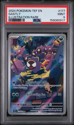 2024 POKEMON TEF EN-TEMPORAL FORCES ILLUSTRATION RARE #177 GASTLY PSA 9 - Image 1