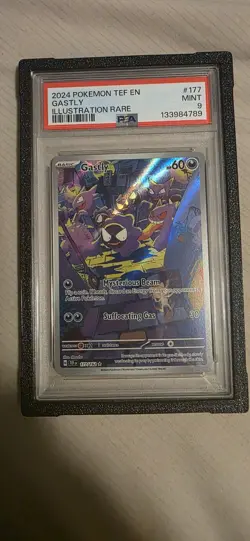 2024 Pokemon Tef En-Temporal Forces #177 Gastly Illustration Rare PSA 9 - Image 1