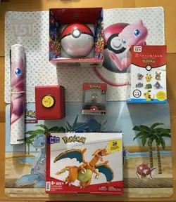 Vintage & Modern Pokemon Accessories Fire Coins Gold Card Binders Toys Etc - Image 1