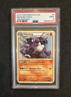 PSA 9 Nidoking HeartGold Soul Silver Triumphant 6/102 Holo Pokemon Card NEW CERT - Image 1