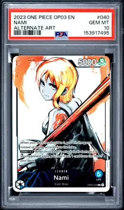 2023 ONE PIECE OP03-PILLARS OF STRENGTH ALTERNATE ART #040 NAMI PSA 10 - Image 1