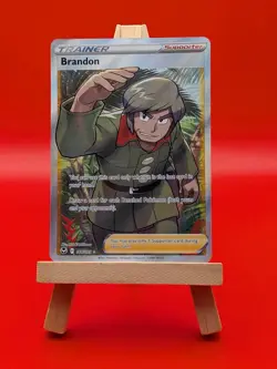 Pokemon TCG Brandon Full Art Holo Ultra Rare Card 188/195 Silver Tempest - Image 1