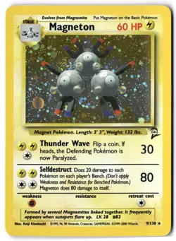 Pokemon Card - Magneton 9/130 Holo Rare - Base Set 2 WOTC - Mint Swirl - Image 1