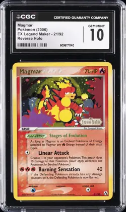 2006 EX LEGEND MAKER REVERSE HOLO #21 MAGMAR CGC 10 - Image 1