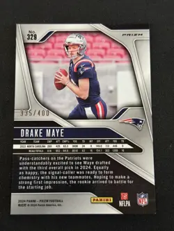 2024 Panini Prizm Drake Maye Pandora /400 Rookie RC #329 - Image 2