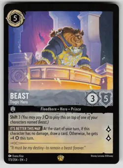 Beast - Tragic Hero Legendary Rise of the Floodborn 173/204 Disney Lorcana NM - Image 1