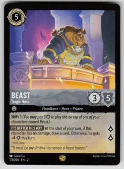 Beast - Tragic Hero Legendary Rise of the Floodborn 173/204 Disney Lorcana NM - Image 1