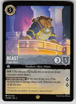 Beast - Tragic Hero Legendary Rise of the Floodborn 173/204 Disney Lorcana NM - Image 1