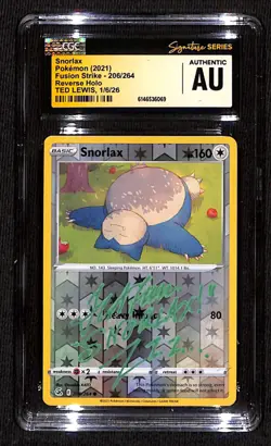 CGC Authentic Ted Lewis Pokemon Snorlax 206/264 Fusion Strike Reverse Holo - Image 1