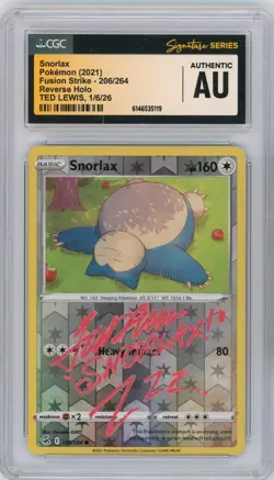 CGC Authentic Ted Lewis Pokemon Snorlax 206/264 Fusion Strike Reverse Holo - Image 1