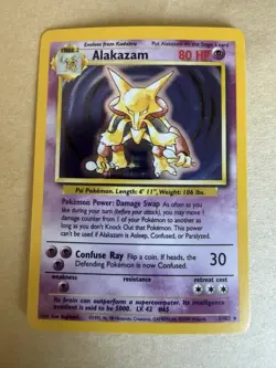 Pokemon TCG Alakazam Base Set 1/102 Holo Unlimited Holo Rare LP Clean Holo! - Image 1
