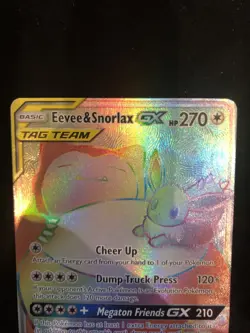 Eevee & Snorlax GX 191/181 Secret Rare Team Up Pokemon Card NM/M - Image 3