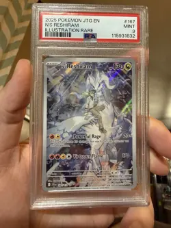 2025 POKEMON JTG EN-JOURNEY TOGETHER ILLUSTRATION RARE #167 N'S RESHIRAM PSA 9 - Image 1