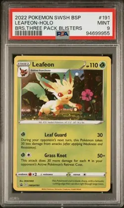 Leafeon - 2022 Pokemon SWSH Black Star Promo Holo Three Pack Blisters #191 PSA 9 - Image 1